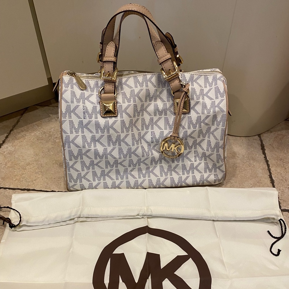 Michael Kors Grayson Satchel Navy/White